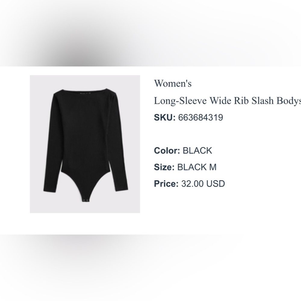 Abercrombie & Fitch Black Long-Sleeve Bodysuit
